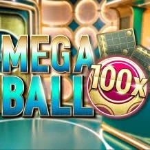 Mega Ball 100x slot visual from Evolution available on 1wincasino.net